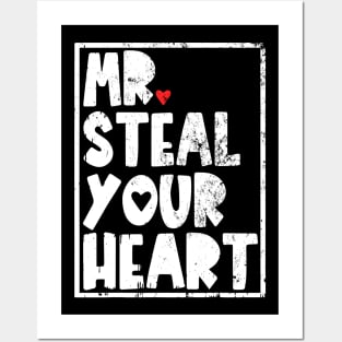 Mr Steal Your Heart Valentines Day Funny V-Day Boys Kids Posters and Art